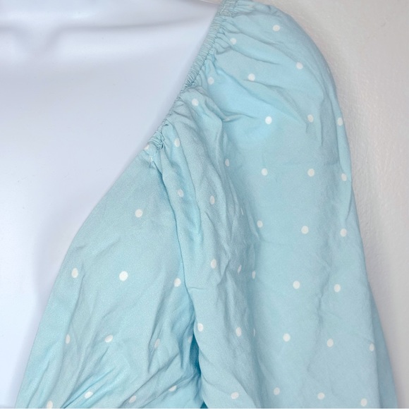 Charlie Holiday Blue Polka Dot Long Sleeve Crop Top Size 8 - Picture 3 of 7